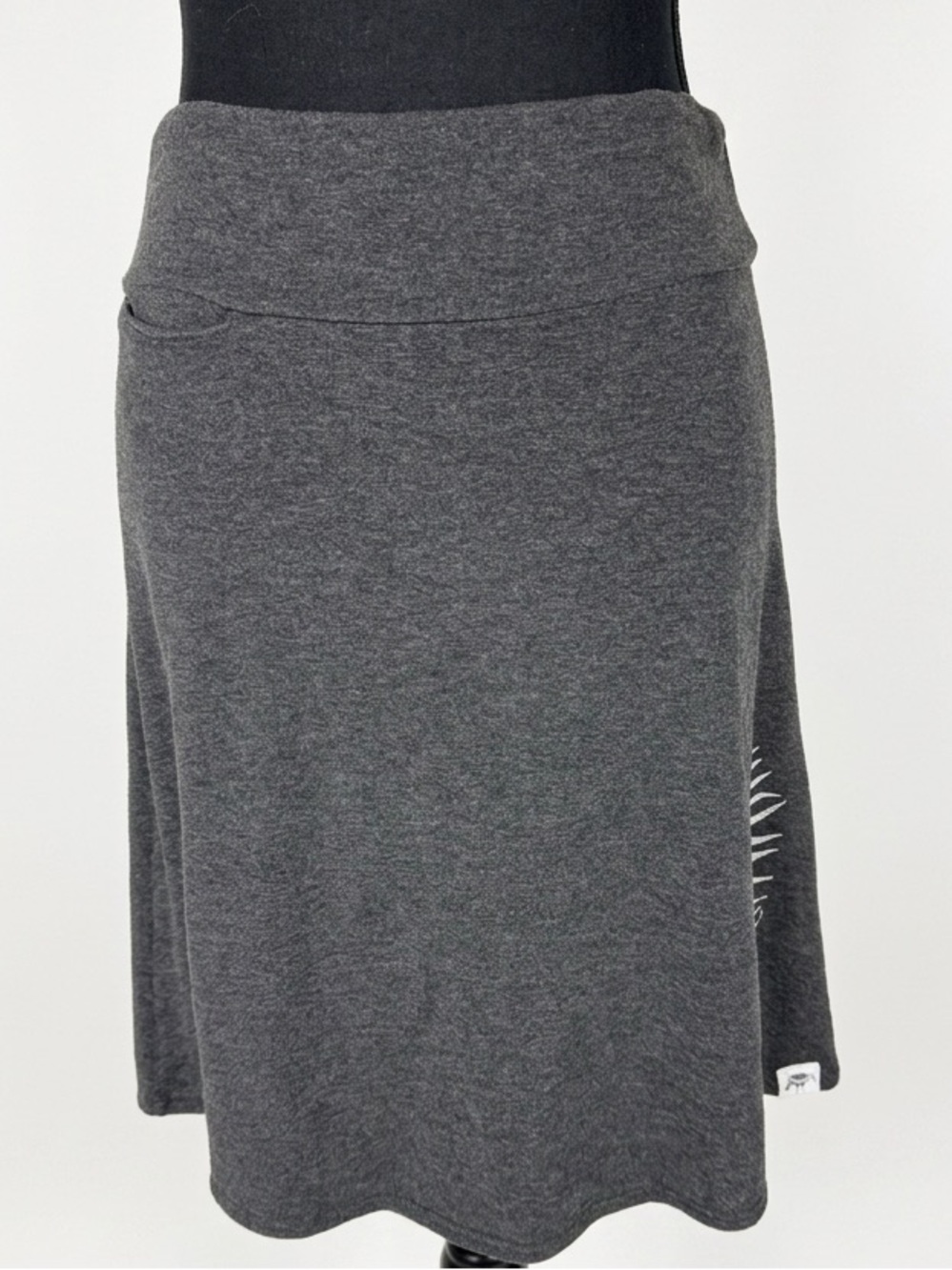 JIPSI TREE Grey Bamboo Merino Wool Blend Skirt Fern Leaf Boho Festival Small